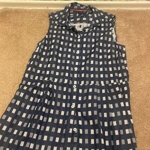 Tommy Hilfiger Navy and White Patterned Midi Dress